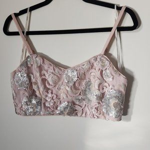 Forever 21 Light Pink Sequin Bralette - Size L